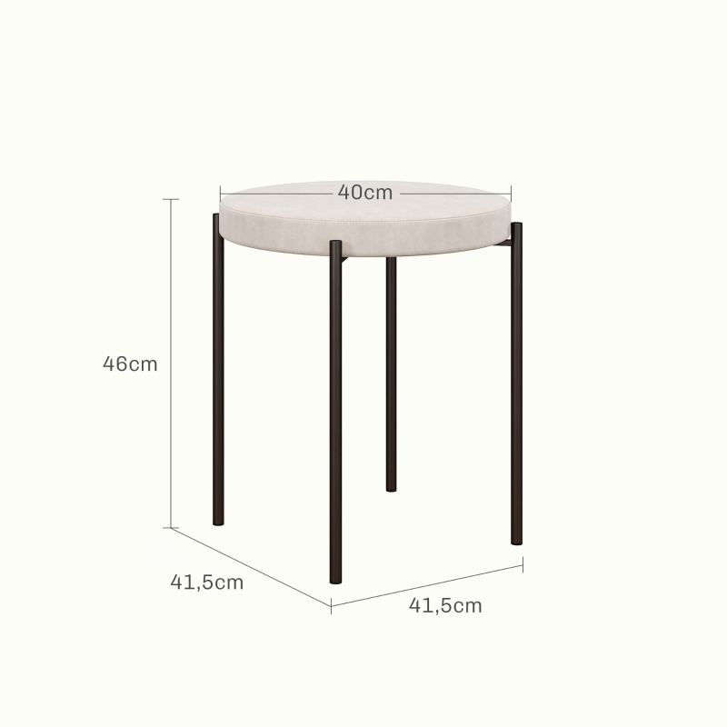 HOMCOM Keukenkrukken 4-delige Set, Stapelbaar, Fluwelen Look, Tot 120kg, Metalen Frame, 41,5 x 41,5 x 46 cm, Roomwit