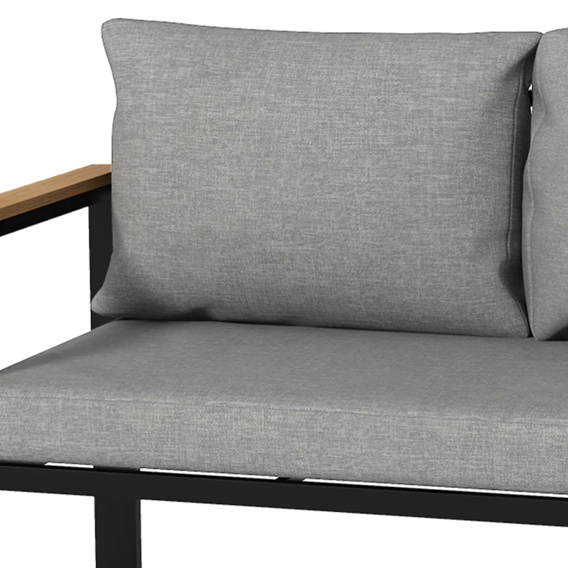 Outsunny Set de Mobilier pentru Grădină din 4 Piese cu 2 Canapele Duble, Colțar și Măsuță de Cafea, 124x61x71,5 cm, Gri