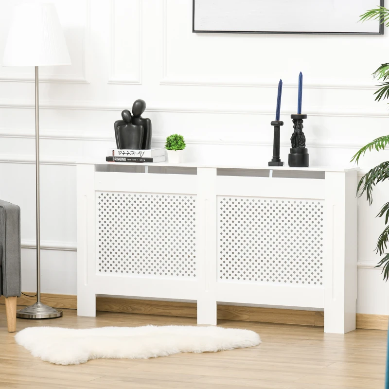 HOMCOM Mască pentru Calorifer din Lemn MDF cu Raft Superior, 151,5x82x19 cm, Alb(m-10)