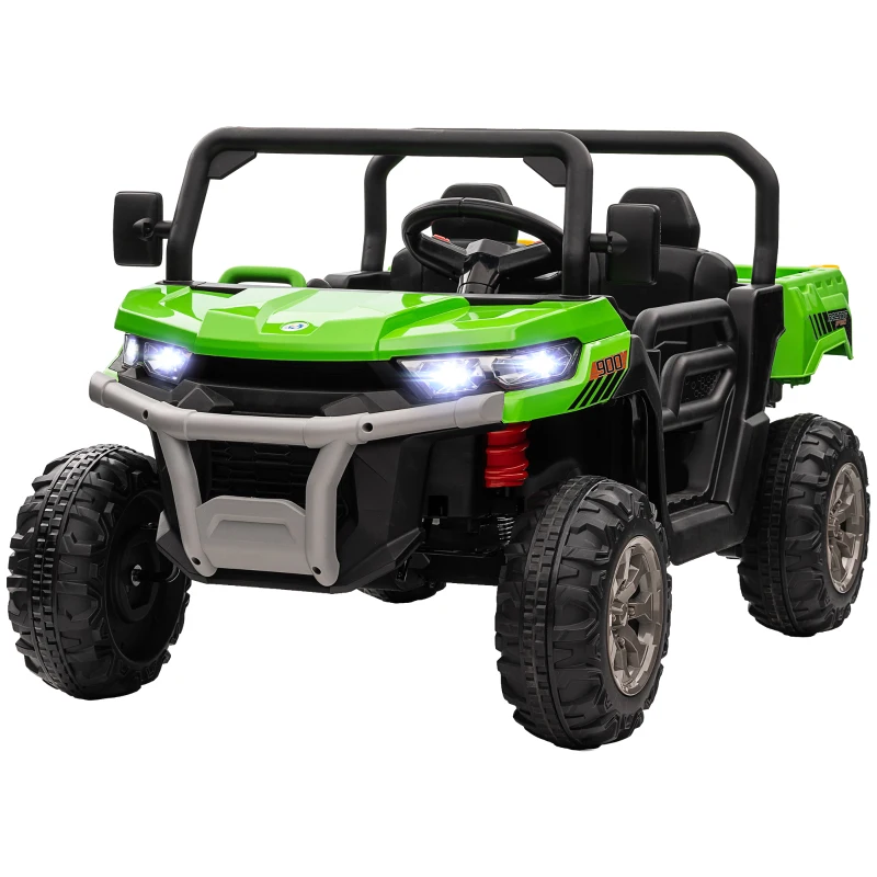 HOMCOM 12V 2 Seater Kids Electric Ride-On Car with Electric Bucket, Remote Control - Green