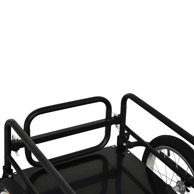 HOMCOM Cărucior pentru Bicicletă cu Pereți Pliabili și Detașabili, Remorcă pentru Bicicletă din Oțel și PE, 139x71.5x49 cm, Negru(m-8)