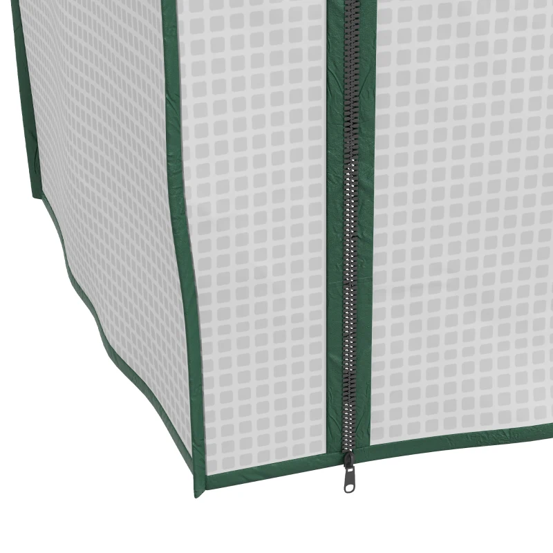 Outsunny Mini Seră pe 3 Nivele cu Acoperiș PE Întărit, Seră Portabilă cu Ușă Rulantă și Rafturi din Sârmă, 59x39x127 cm, Alb