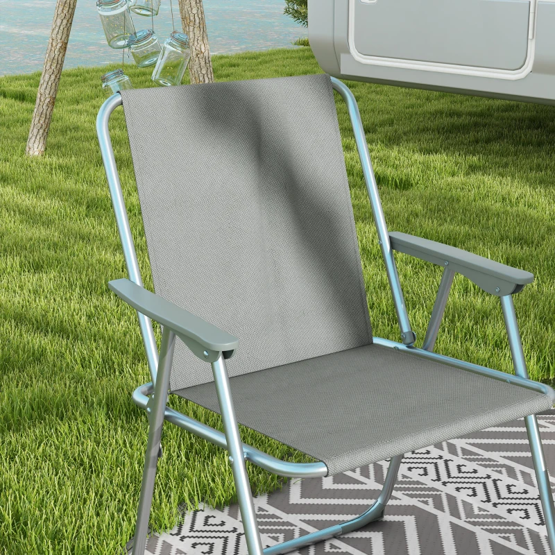 Outsunny Set de 2 scaune pliabile pentru terasa, camping, Gri