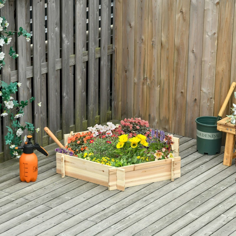 Outsunny Pat de Gradina fara Baza si cu Structura de blocare, din Lemn, 100x92x16cm