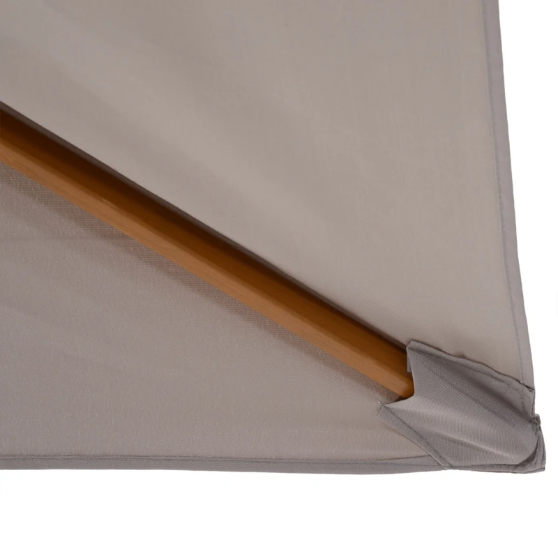 Outsunny Umbrela de Gradina 2x3 m, Umbrela Parasolar Impermeabila din Lemn Lacuit cu Copertina Detasabila, Gri