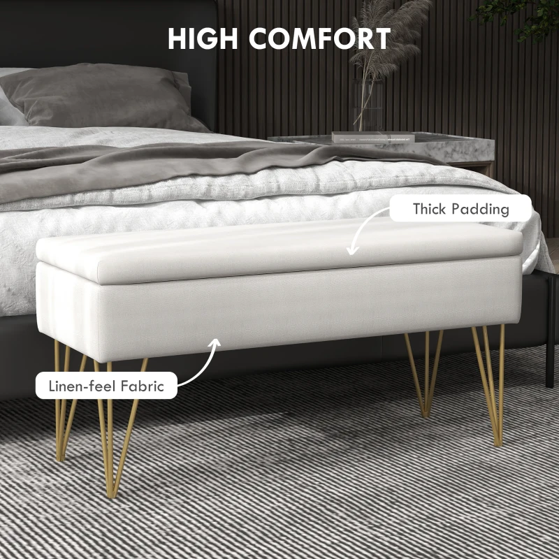 Homcom Bancuta Otoman 100 cm – Tapitata cu Depozitare & Picioare Elegante