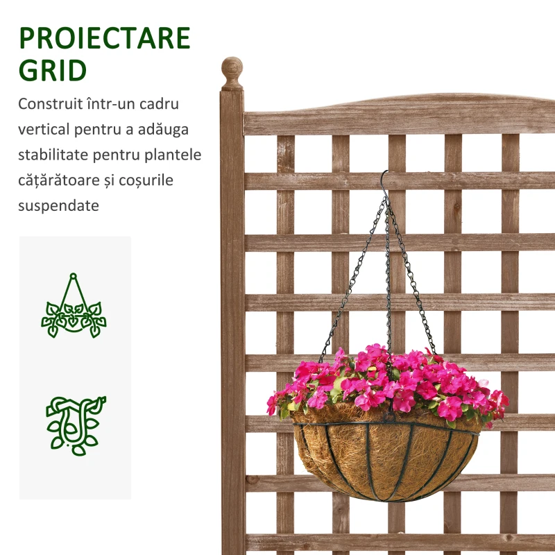 Outsunny Jardiniera Lemn Exterior 90×45×180 cm – Suport & Grilaj pentru Plante Catatoare