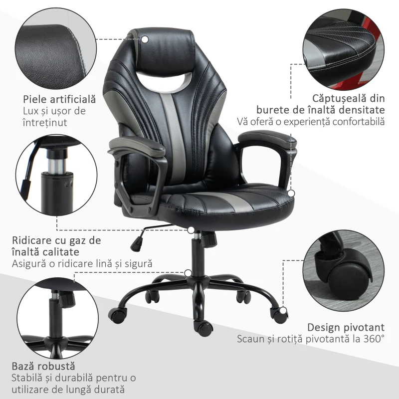Vinsetto Scaun de Birou Stil Gaming din Imitatie Piele PU