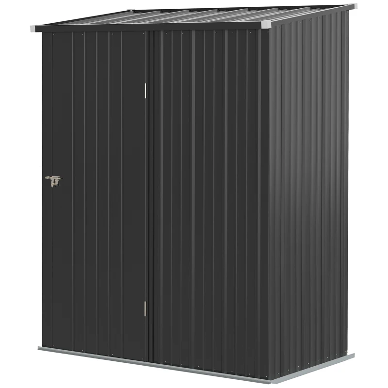 Outsunny Magazie de Gradina Pentru Unelte din Tabla de Otel cu Zavor, 161.5x94.5x196cm, Negru(m-12)