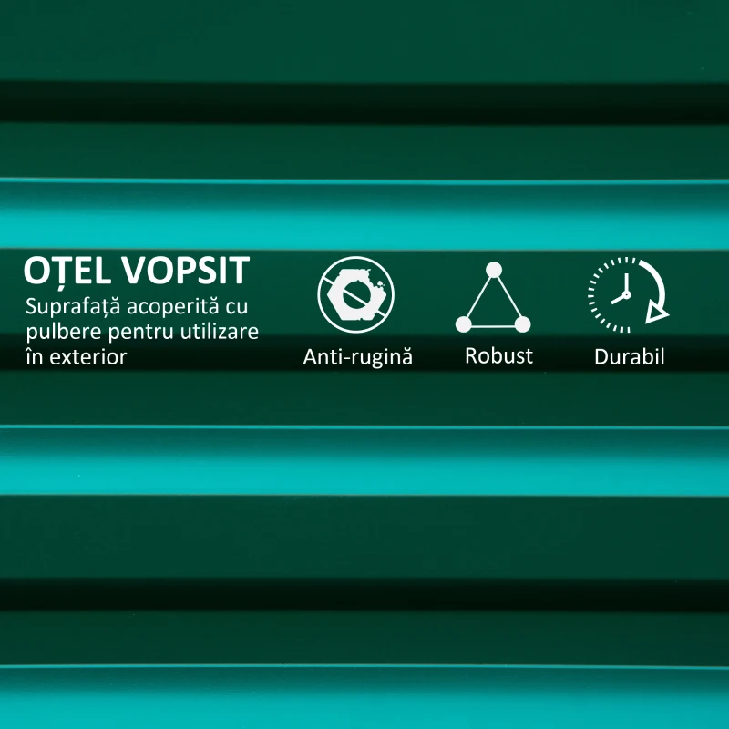 Outsunny 4' x 2' x 1' Pat de Gradina Galvanizat Inaltat, Cutie de Plantare din Metal Pat Inaltat pentru Legume, Flori, Plante si Plante Aromatice, Verde