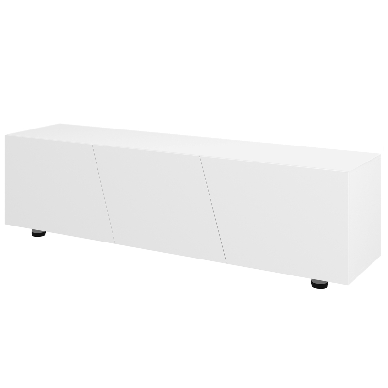 HOMCOM Meuble TV jusqu'à 70 pouces 1 porte battante avec compartiments - 160 x 39 x 45 cm - blanc laqué