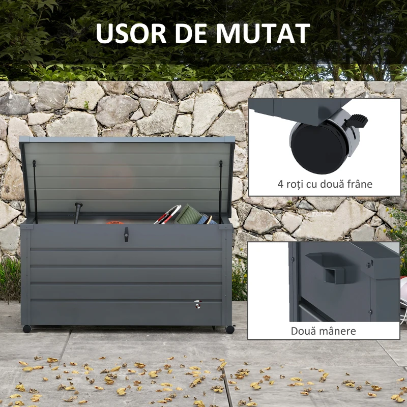 Outsunny Cutie de depozitare 331 de litri pentru exterior cu roti