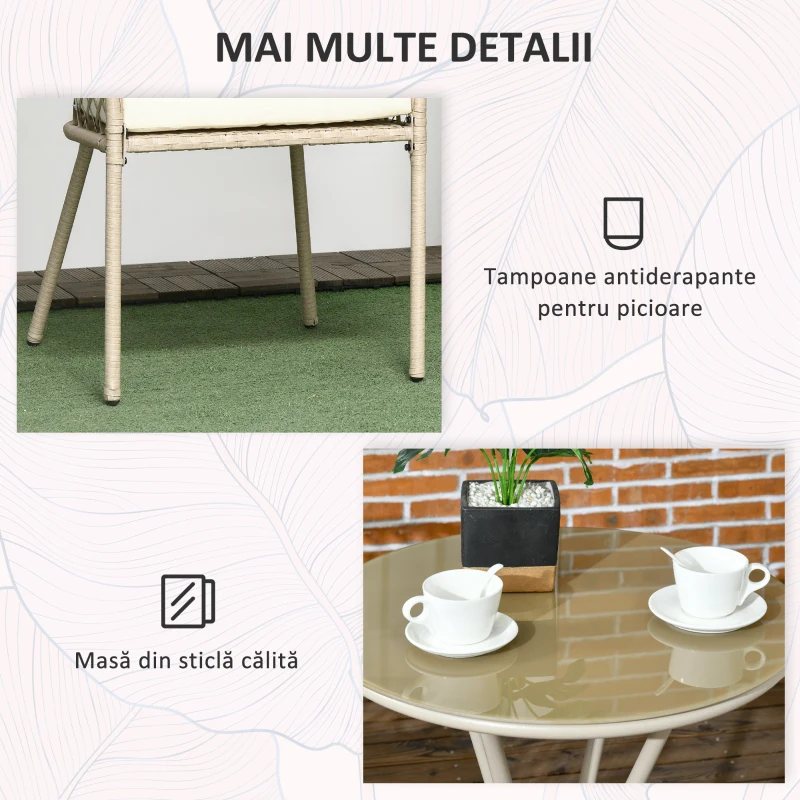 Outsunny Set de Mobilier de Gradina din 3 piese din Ratan