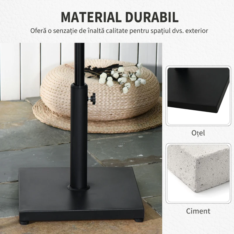 Outsunny Baza Ciment 13,3 kg Negru Finisaj Lucios pentru Umbrela