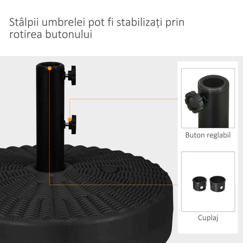 Outsunny Baza rotunda 29kg pentru umbrela de soare, Negru