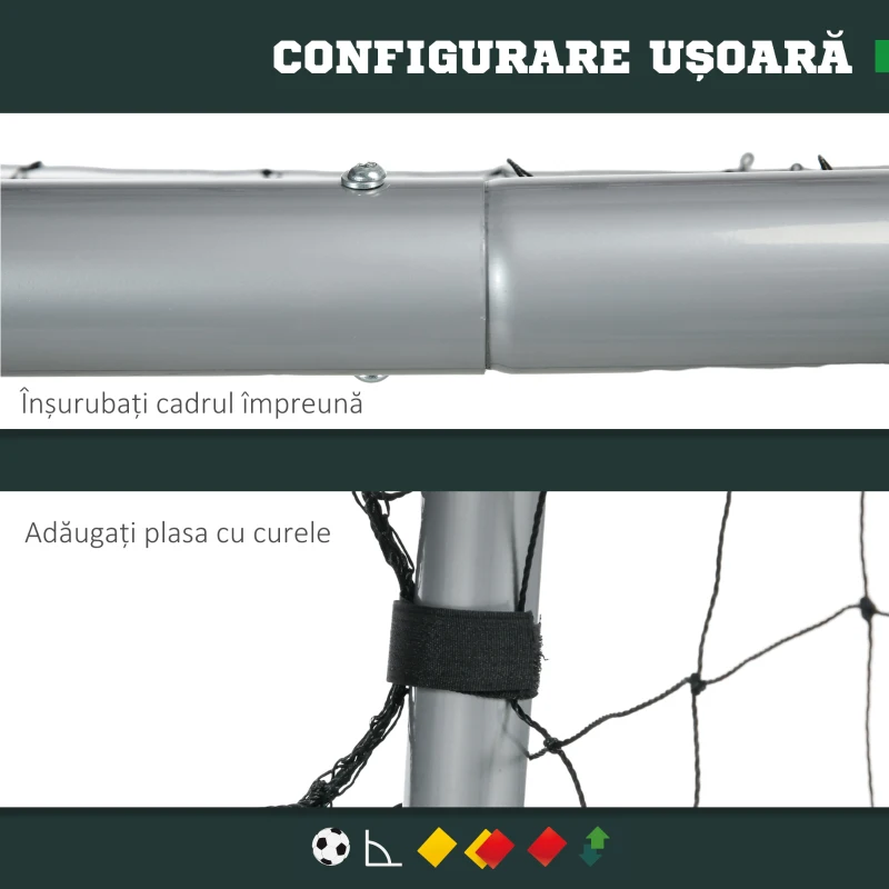 SPORTNOW Plasa de fotbal pentru gradina cu tarusi de sol