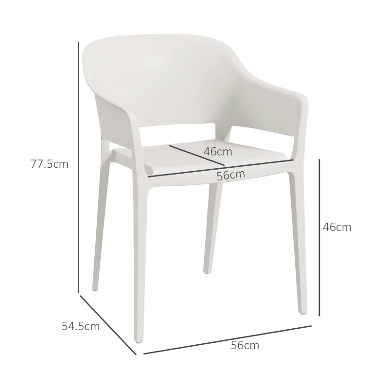 Outsunny Set 4 Scaune Gradina Plastic PP – Spatar inalt, Cotiera, Rezistente UV