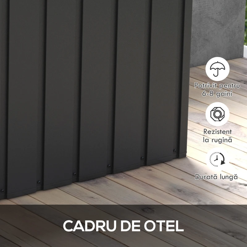 Outsunny Cutie de depozitare pentru exterior cu roti, Gri inchis