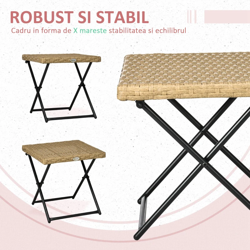 Outsunny Masuta pentru Gradina Pliabila din Ratan Sintetic