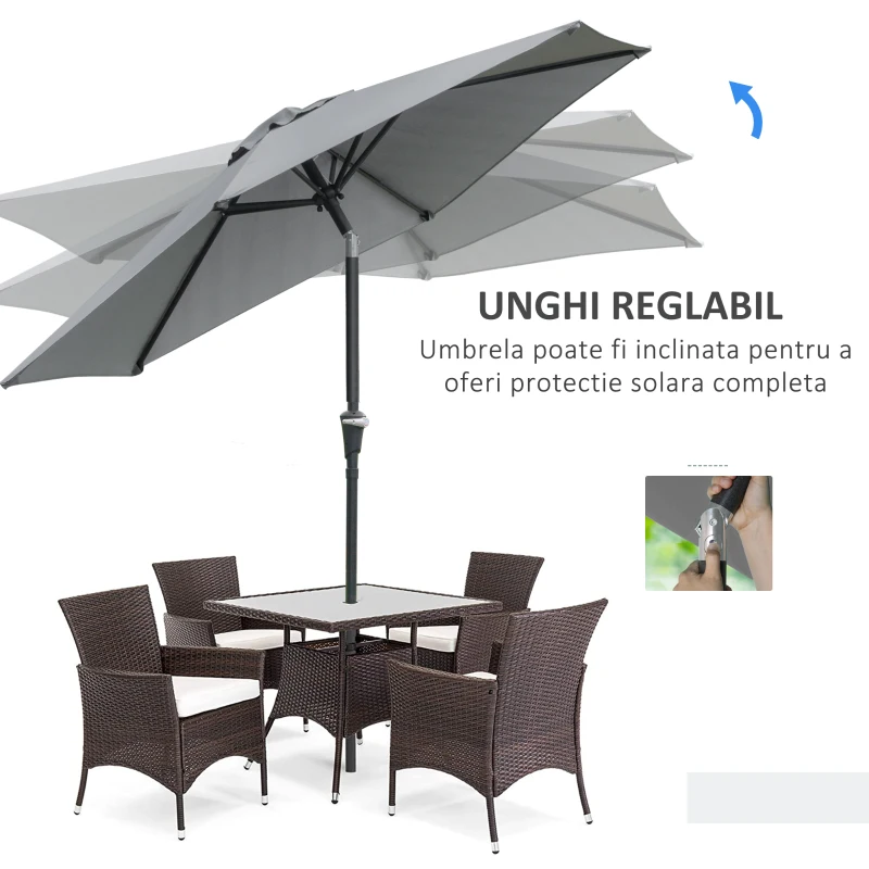 Outsunny Umbrela de Gradina Inclinabila 2.3x2 m