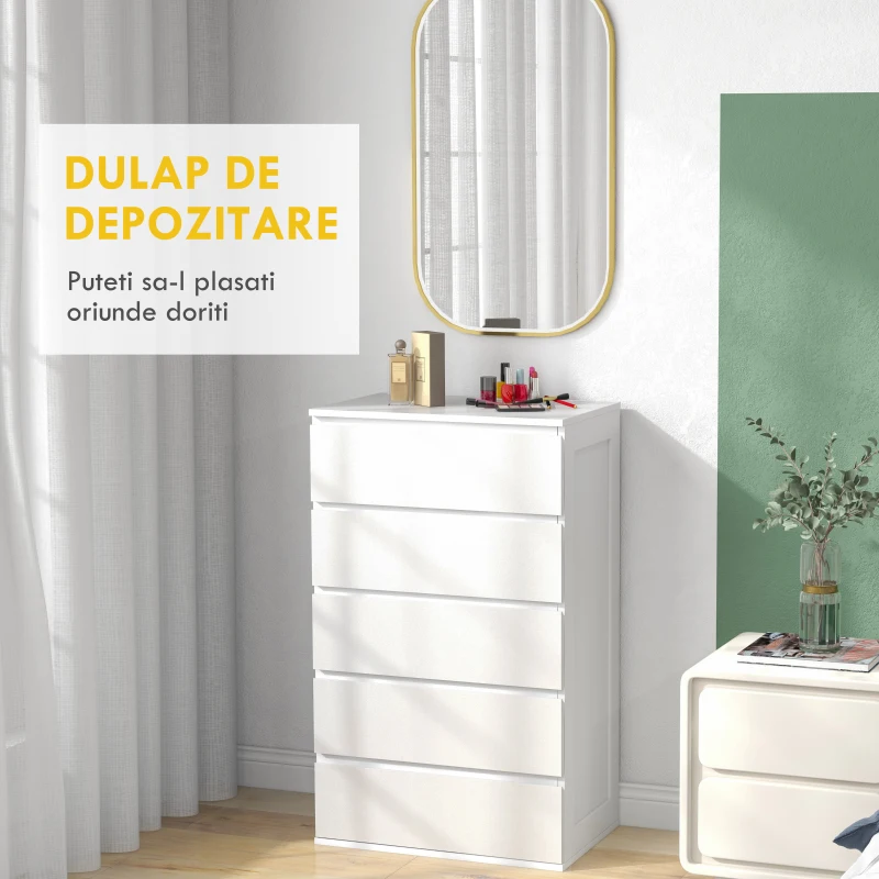 Homcom Comoda Dormitor – Organizator 5 Sertare cu Glisiere(m-4)