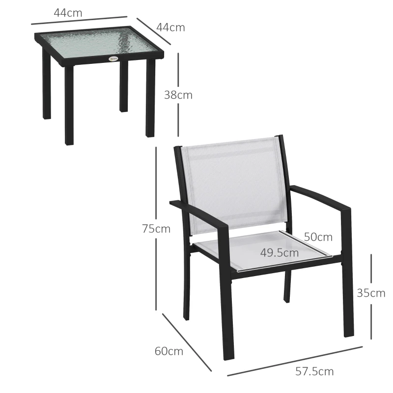 Outsunny Outsunnt Set de masa si scaune pentru gradina din 3 piese, Set bi