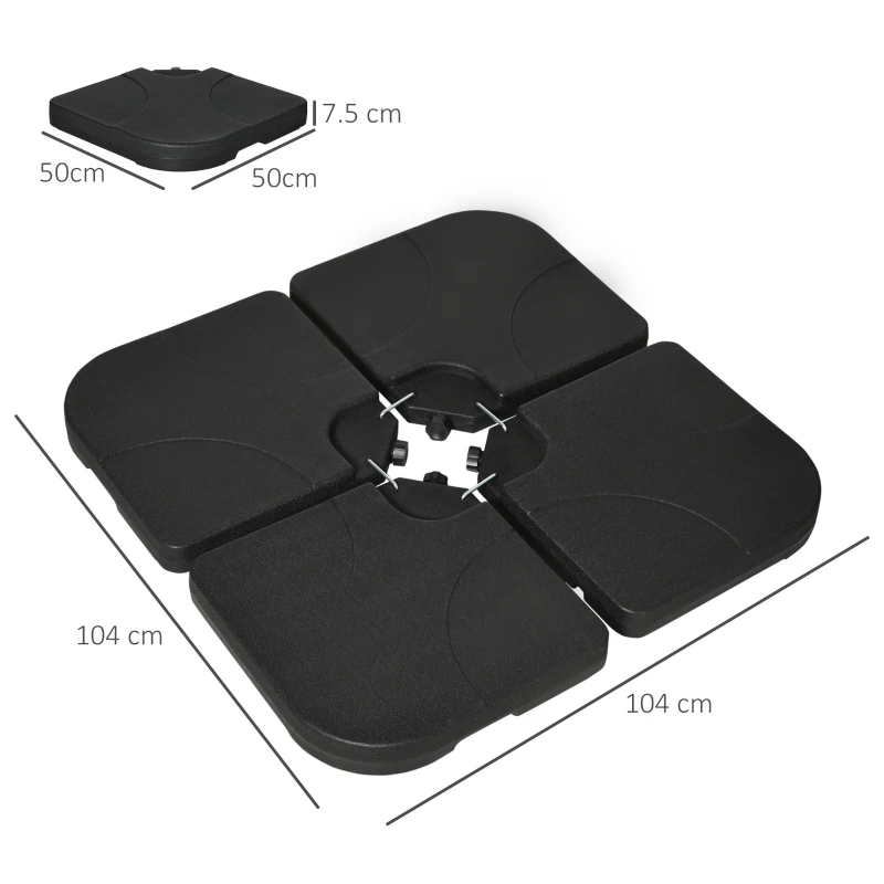 Outsunny Baza pentru Umbrela Set 4 Piese din HDPE