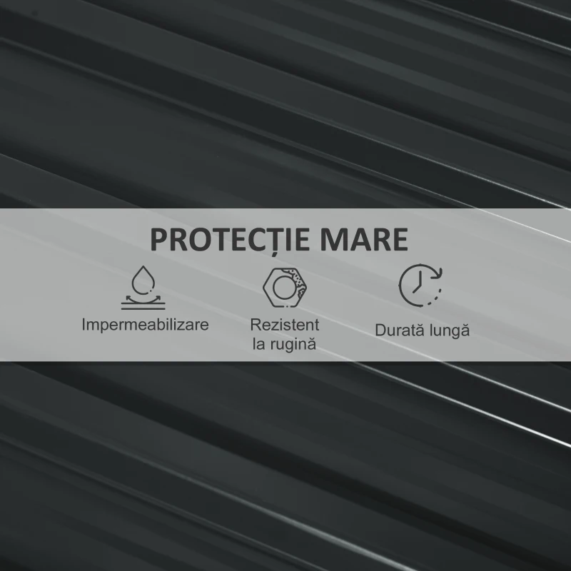 Outsunny Panouri pentru Acoperiș din Oțel, 12 Foi Galvanizate pentru Acoperișuri și Pereți, 129x45 cm, Gri Închis