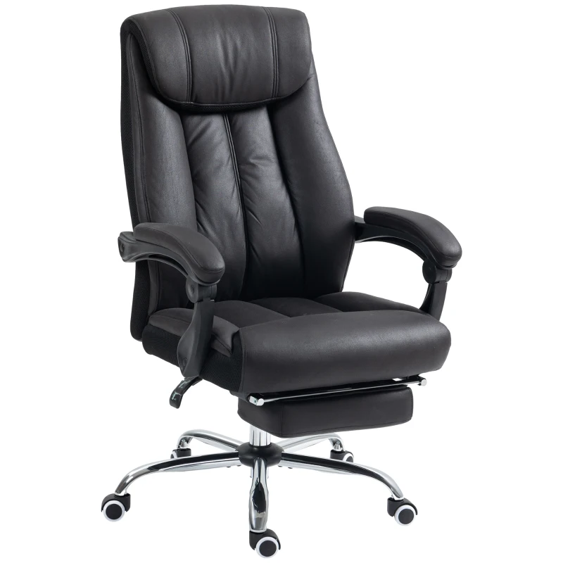 HOMCOM Scaun de Birou Rabatabil cu Suport pentru Picioare și Înălțime Reglabilă, 66x70x111-119 cm, Negru