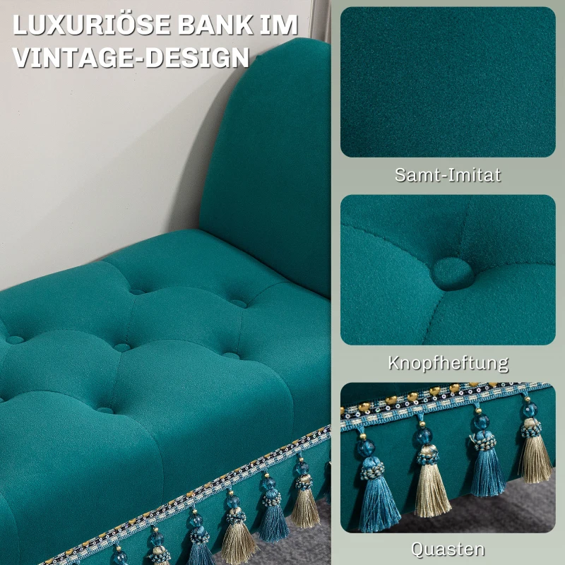 HOMCOM Gestoffeerde Bank, Zitbank, Vintage Ontwerp, tot 150 kg, 117x40x58 cm, Groen(m-5)