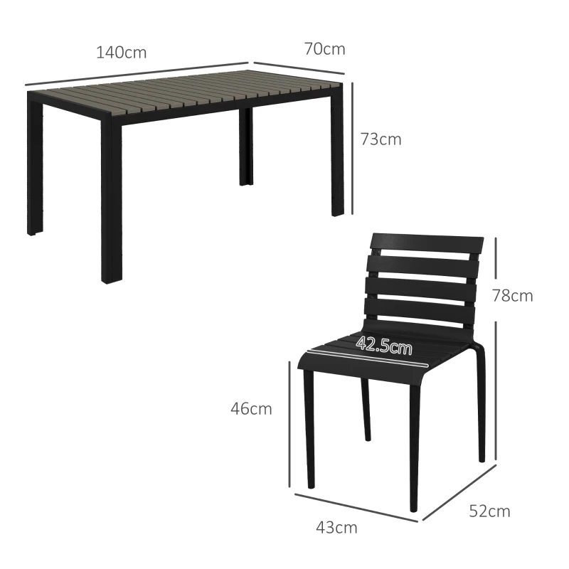 Outsunny Set de servit masa pentru gradina din 5 piese, Negru