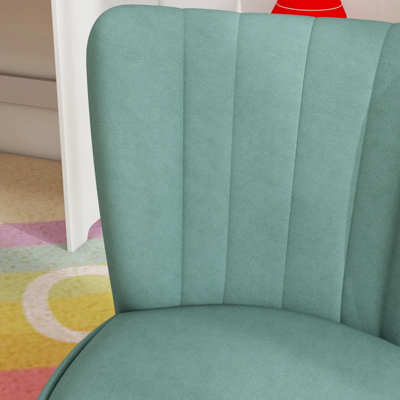 AIYAPLAY Fotelik Dla Dzieci, Wygląd Aksamitu, 3-7 Lat, do 45 kg, Drewniana Rama, 44x45x56,5cm, Jasnoniebieski