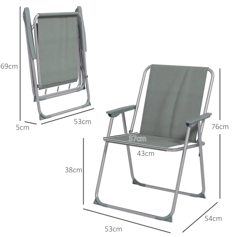 Outsunny Set de 2 scaune pliabile pentru terasa, camping, Gri