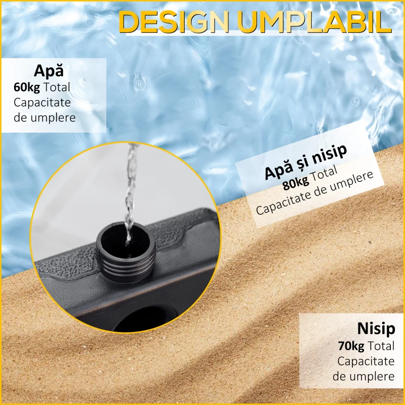 Outsunny Baza pentru Umbrela cu Brat de 4 Piese