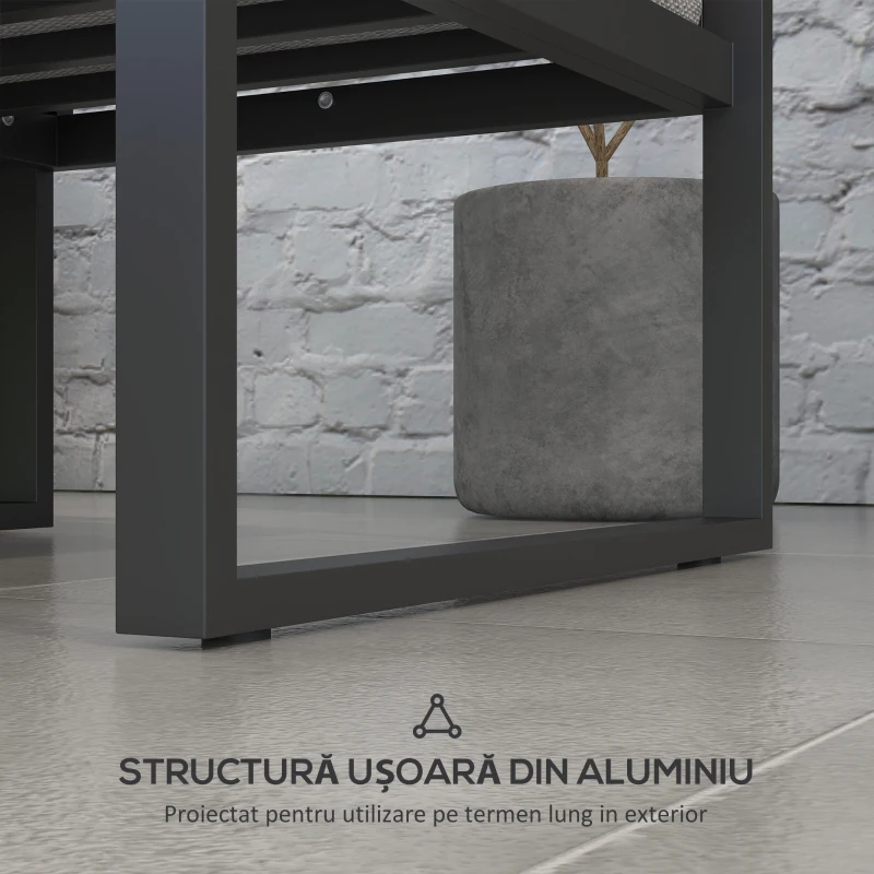 Outsunny Set de Mobilier de Gradina din 6 Piese cu Pernute de Grosime 10 cm, Set de Canapea cu Cadru din Aluminiu