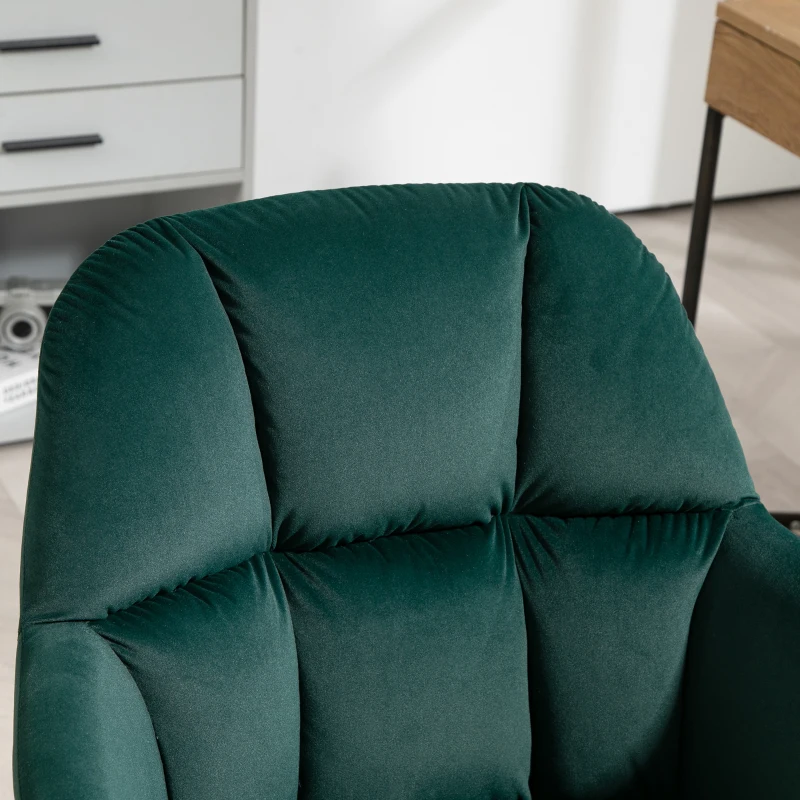 Vinsetto Krzesło biurowe, ergonomiczne, regulowane, obrotowe, aksamitne, do 120 kg, Zielony