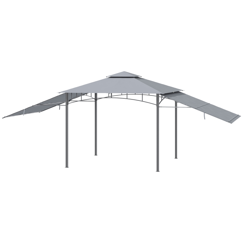 Outsunny Tonnelle pavillon de jardin 3x3m auvent pliable double toit pour ventilation auvents réglables structure en métal tissu polyester 3L x 3l x 2,7H m gris