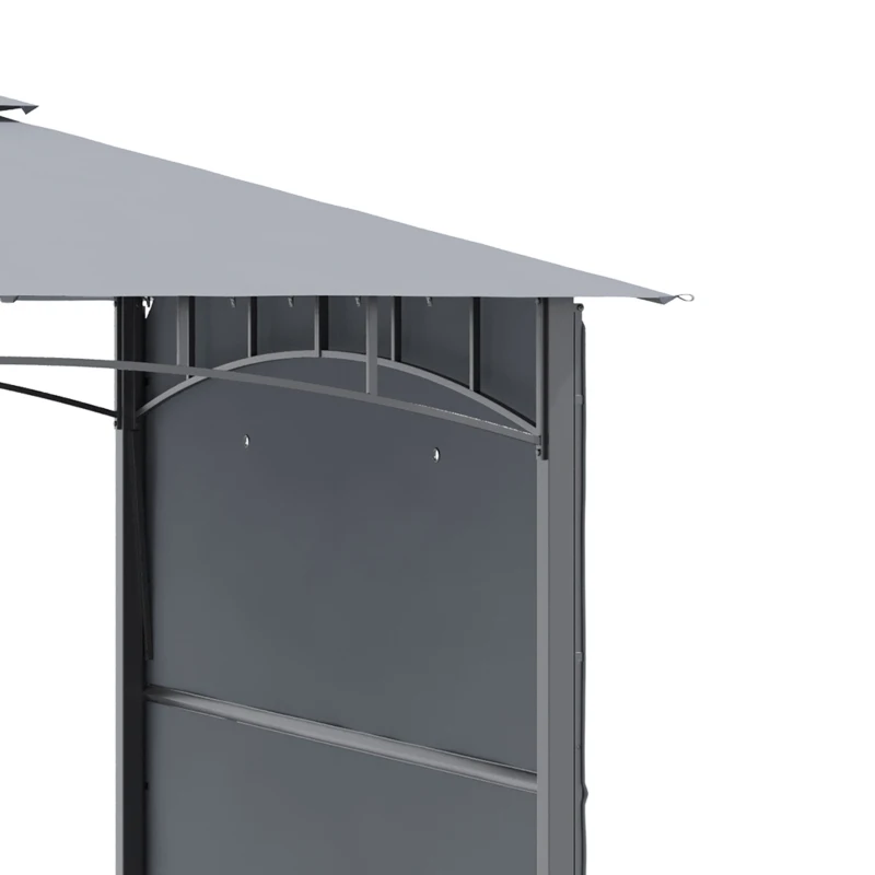 Outsunny Tonnelle pavillon de jardin 3x3m auvent pliable double toit pour ventilation auvents réglables structure en métal tissu polyester 3L x 3l x 2,7H m gris