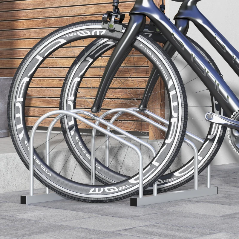 SPORTNOW Rastel pentru 2 Biciclete din Oțel, Suport de Biciclete cu Poziție Reglabilă, 50x34x27,5 cm, Argintiu