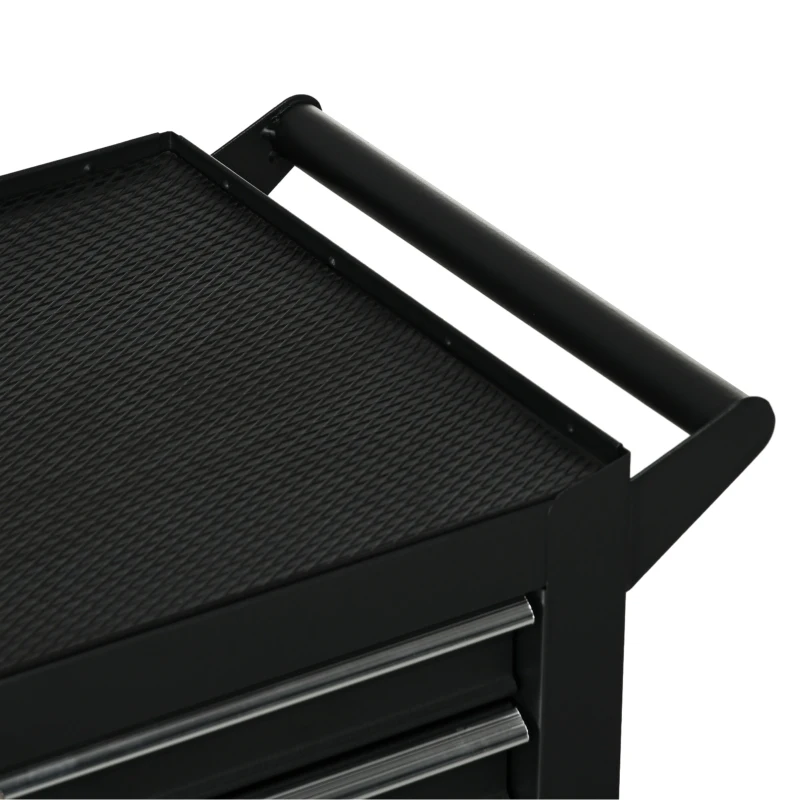 DURHAND 7-Drawer Rolling Tool Chest on Wheels, Lockable Tool Cabinet with Side Handle, Metal Tool Box Trolley for Garage, Workshop, Matte Black(m-9)
