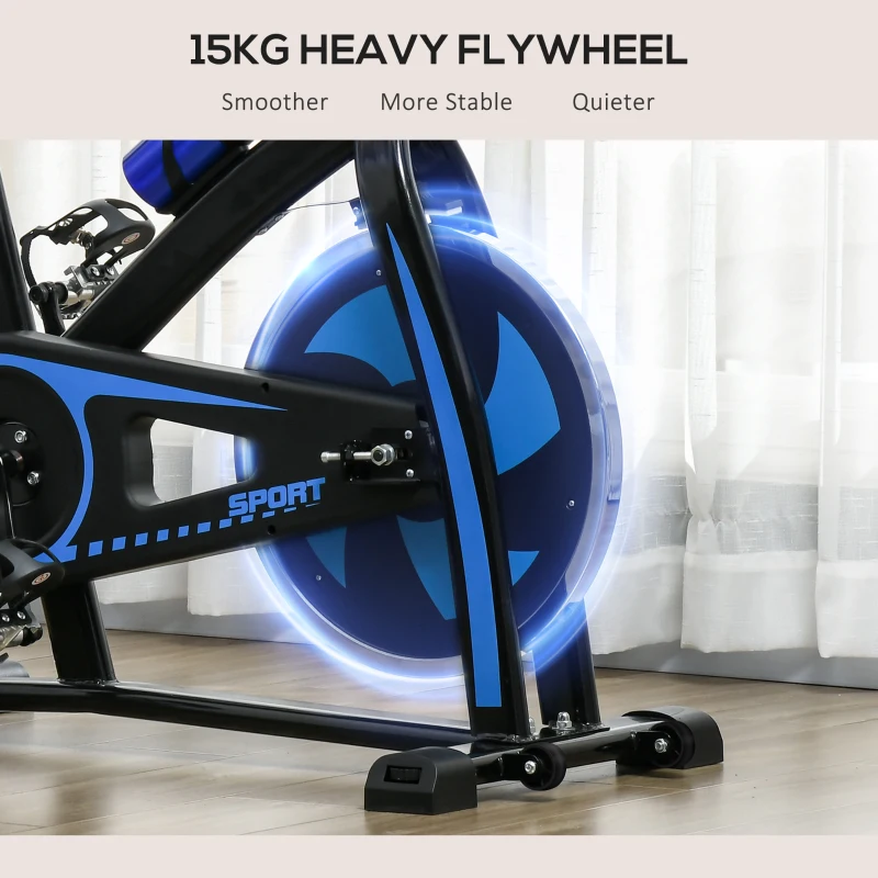 SPORTNOW Bicicletă pentru Exerciții cu Rezistență, Ghidon și Șa Reglabile, 118x50x105-115 cm, Albastru
