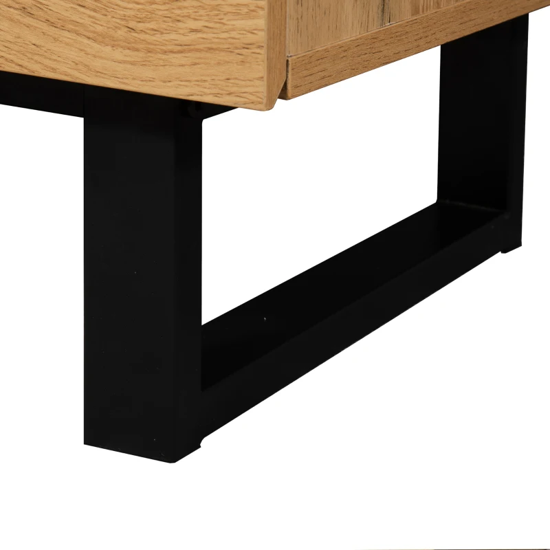 Wood TV Stand with Storage Compartments, and Grain Finish, 180x50x38 cm, Natural