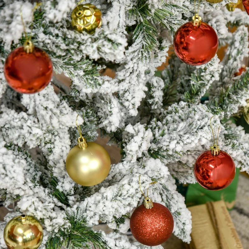 HOMCOM Kunstmatige Kerstboom met Sneeuweffect, Vlamvertragend, Scharnierconstructie, Groen/Wit