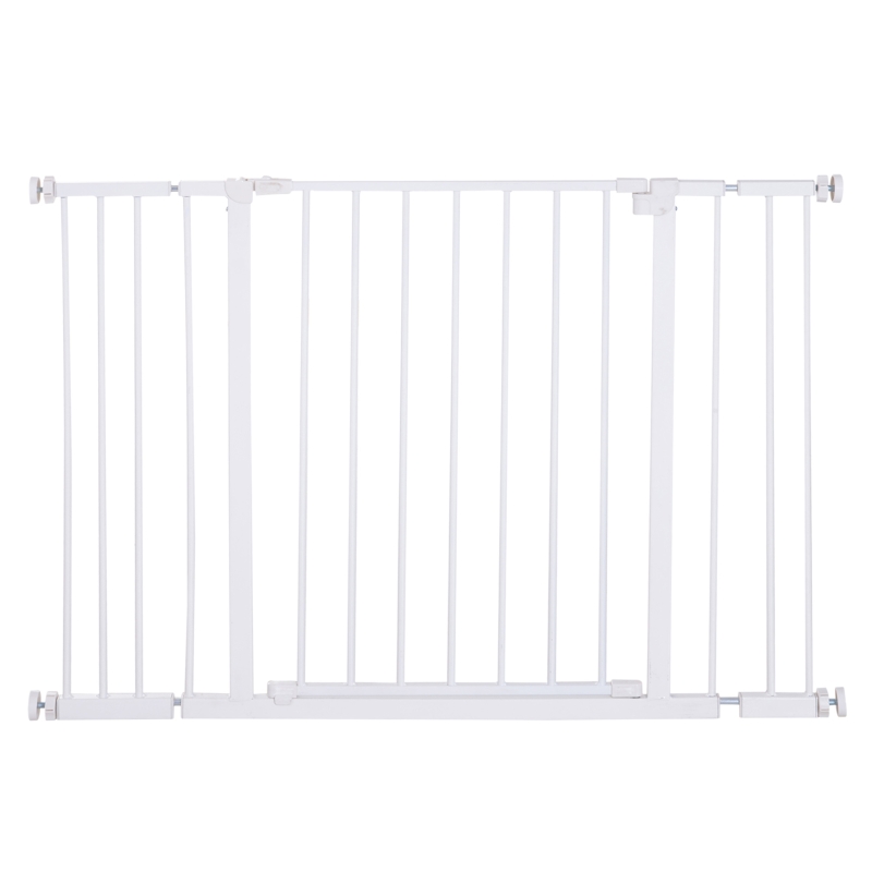PawHut Barreira de Segurança para Animais de Estimação Extensível para Escadas e Portas Barreira de Segurança para Cães 76-107x76 cm Branco