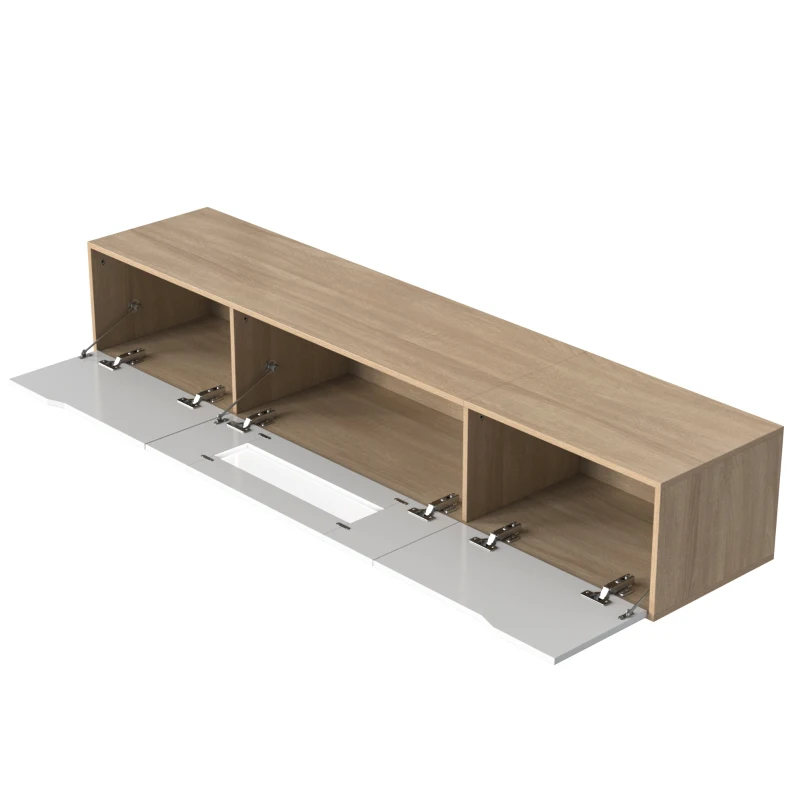 High Gloss Modern TV Stand with LED Lights, Versatile Mounting Options, 180x35x30 cm, White