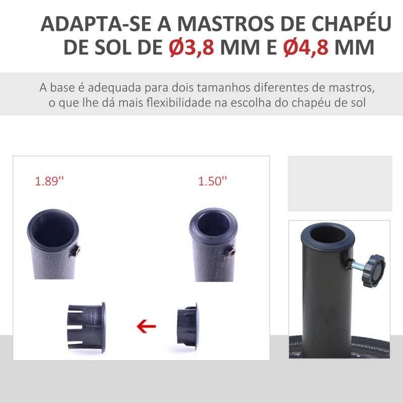 Outsunny Base para Chapéu de Sol Redonda Suporte para Chapéu de Sol de Resina para Mastros de 38mm e 48mm para Jardim Terraço Exterior Ø44x34cm Preto e Bronze