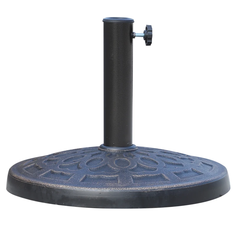 Outsunny Base para Chapéu de Sol Redonda Suporte para Chapéu de Sol de Resina para Mastros de 38mm e 48mm para Jardim Terraço Exterior Ø44x34cm Preto e Bronze