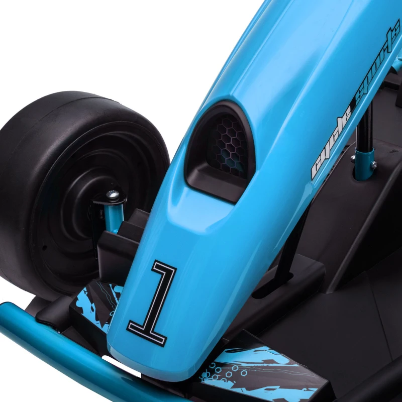 HOMCOM Elektrische Go-kart voor Kinderen, Driftfunctie, Claxon, Muziek, Veiligheidsgordel, Soft-Start, Blauw/Zwart(m-10)