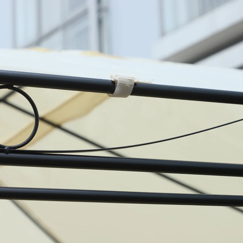 Outsunny Pérgola para jardim 4x3x2.55m Tecido Poliéster Resistente aos Raios UV Marco de Ferro com Parede Lateral Cor Creme