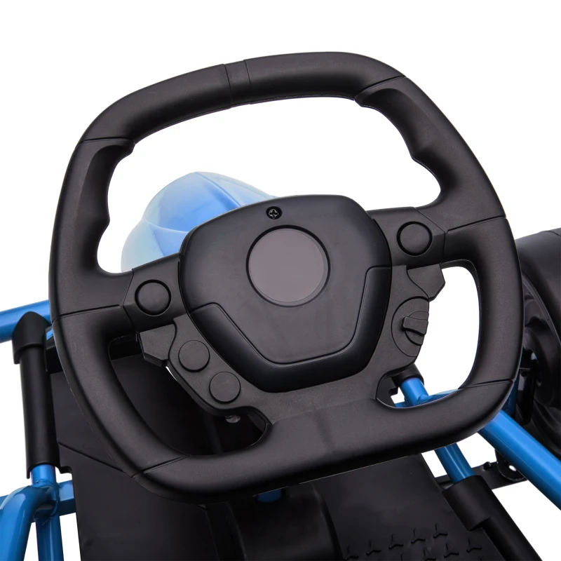 HOMCOM Elektrische Go-kart voor Kinderen, Driftfunctie, Claxon, Muziek, Veiligheidsgordel, Soft-Start, Blauw/Zwart(m-9)
